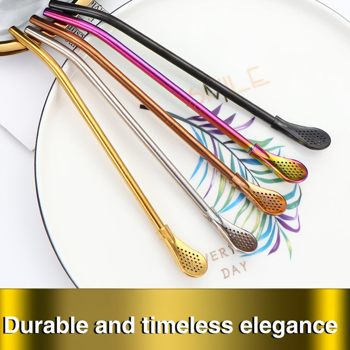 Stainless Steel Stirring Spoon  Straw Set-AML101419