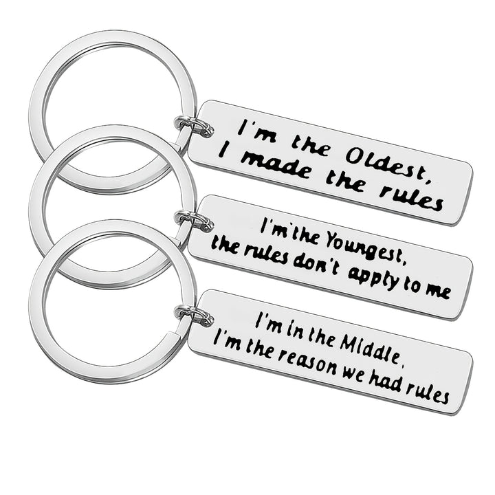 3pcs Stainless Steel Funny Sibling Keychain Set with Humorous Sibling ...