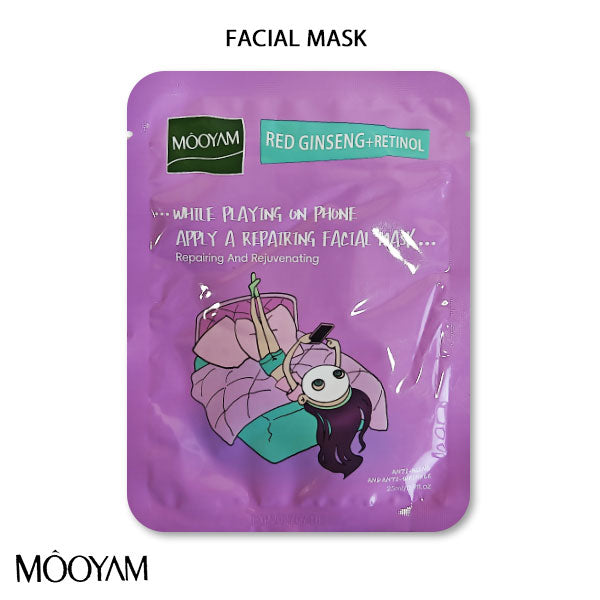 Mooyam Facial Mask While Playing On Phone (Red Ginseng-Retinol)