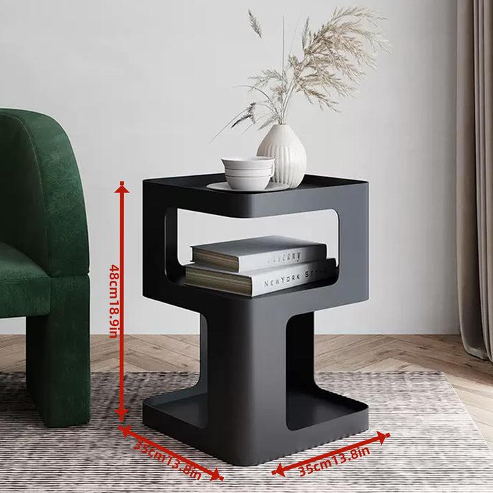 3Tier Black Plastic Side Table with Beige AccentsRGZZ