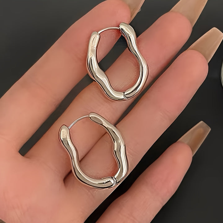  Minimalist Irregular Geometric Hoop Earrings  WU2H