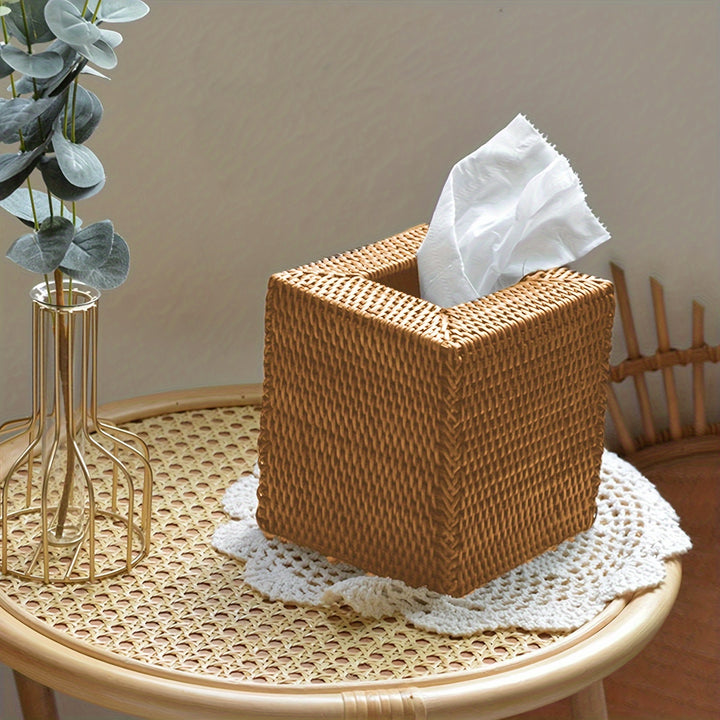  DIY Square Rattan Tissue Box Cover  SIC0