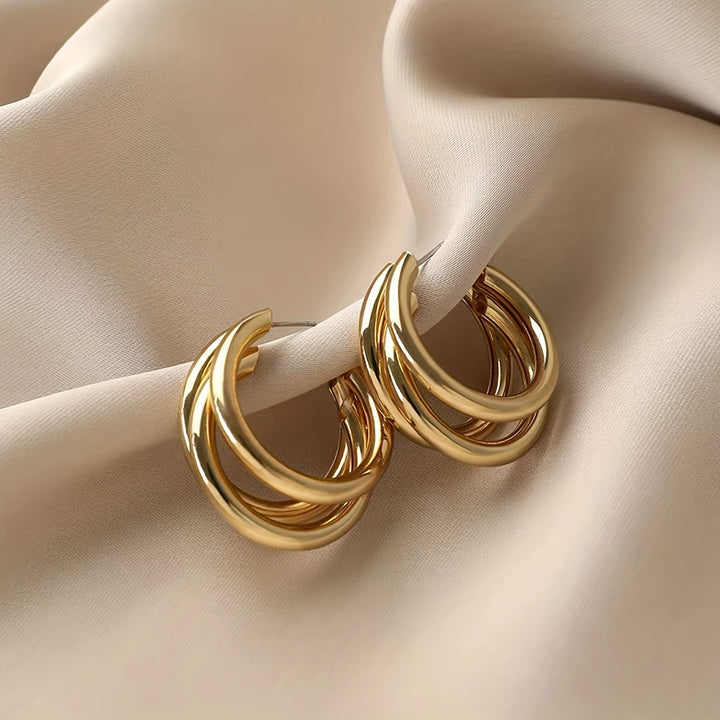 Glossy C Shaped Hoop Vintage Earrings  TC8S