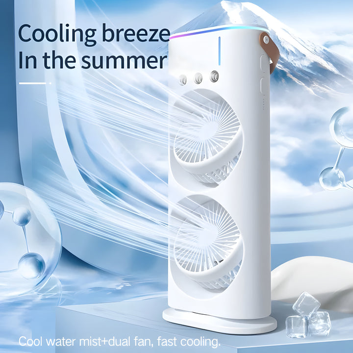 Portable Mini Air Cooler With Mist Humidifier  Usb Rechargeable DualLayer Design For Home  Office Use Long Battery LifeUWNM