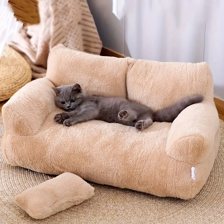Luxury Cat Bed Super Soft Warm Cat Sofa Detachable Washable NonSlip Kitten Cat Sleeping House Pet SuppliesWD8E