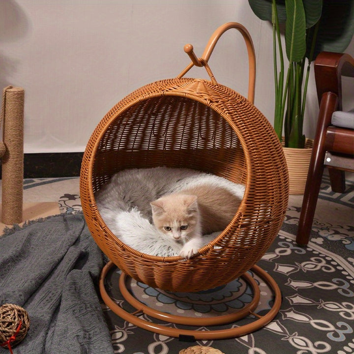 Charming Rattan Cat House with Rocking Feature  QER8