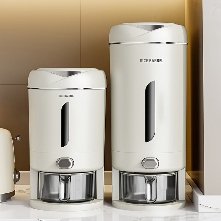 Large Automatic Rice Dispenser with Measuring Cup BeigeAMLYTRE