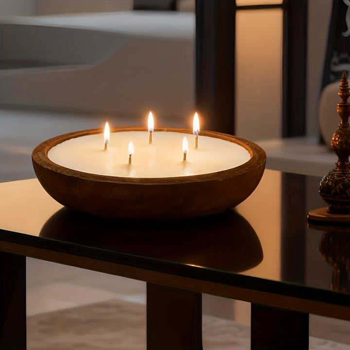 Soy Wax Wood Bowl Candle Long Lasting Fragrance  SA39