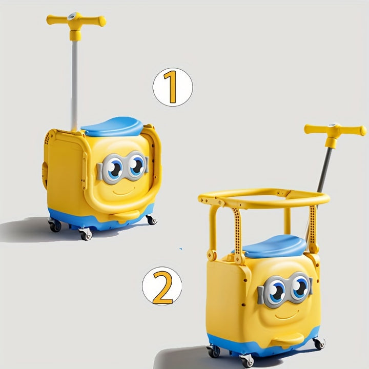 Minions Yellow Cartoon Suitcase  MultiPurpose Trolley with Wheels8D2X