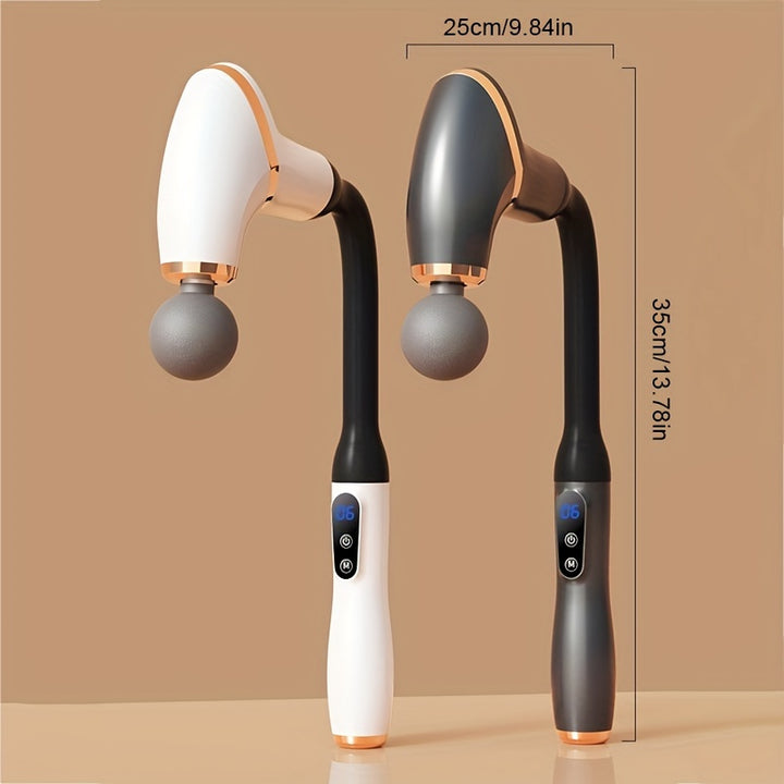 USB Rechargeable Fascia Gun Massager with LCD Display 6Speed Adjustment Interchangeable Heads Comfort Grip  Full Body Relief