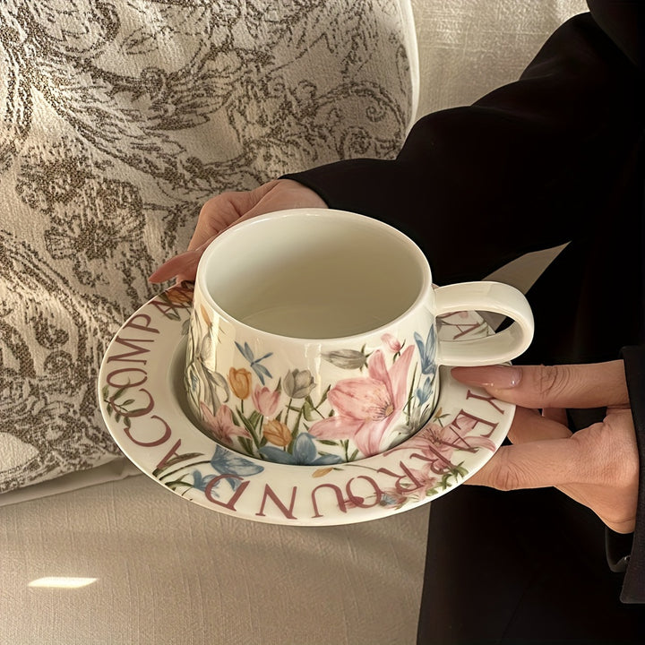 Monet GardenInspired Ceramic Coffee Cup and Saucer Set  V0WJ