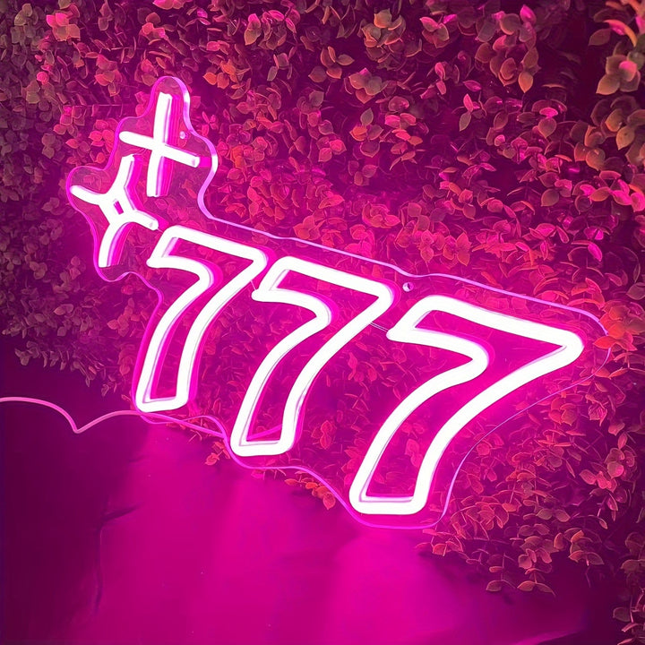 1pc 777 Neon Sign Angel Number Neon LED Sign Luck Seven Neon Lights White Star Neon Signs For Wall Light Up Sign Neon Light Sign For Bedroom Bar Party Decor