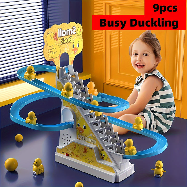 9pcsset Small Duck Climbing Stair Game Set AA Battery Battery Not IncludedYZBV