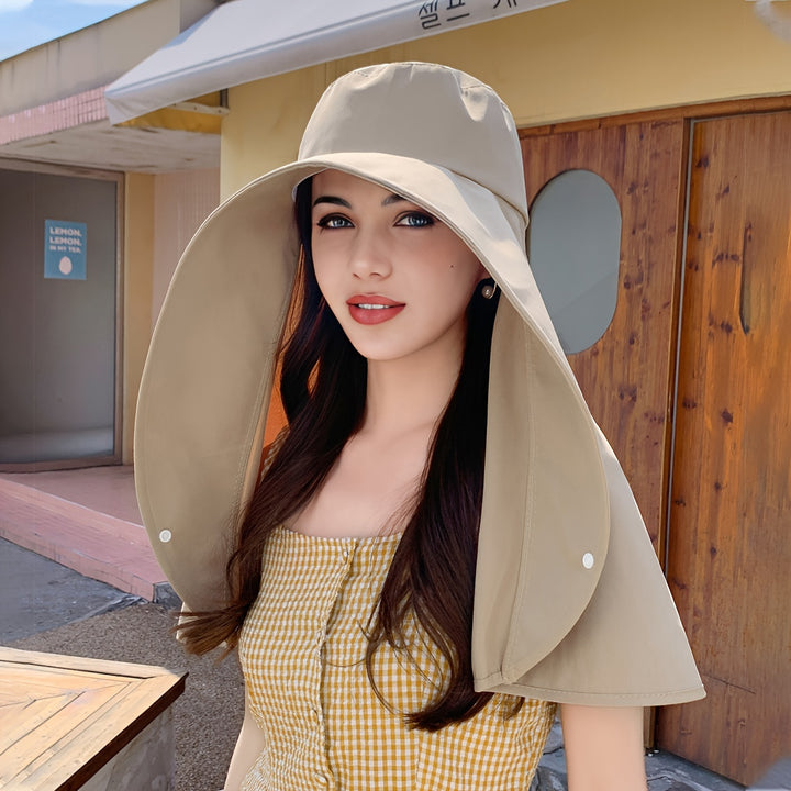1pc Wide Brim Shawl Sun Protection Sun Hat Elegant Summer Sun Protection Travel Beach Hats For Women63AH