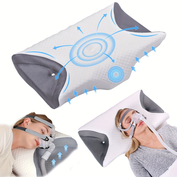 1pc Memory Foam Pillow For Side Sleepers Cervical Pillow For Relax Sleep Apnea Pillow For CPAP User  Reduce Air Leak Hose Tangle Mask Pressure