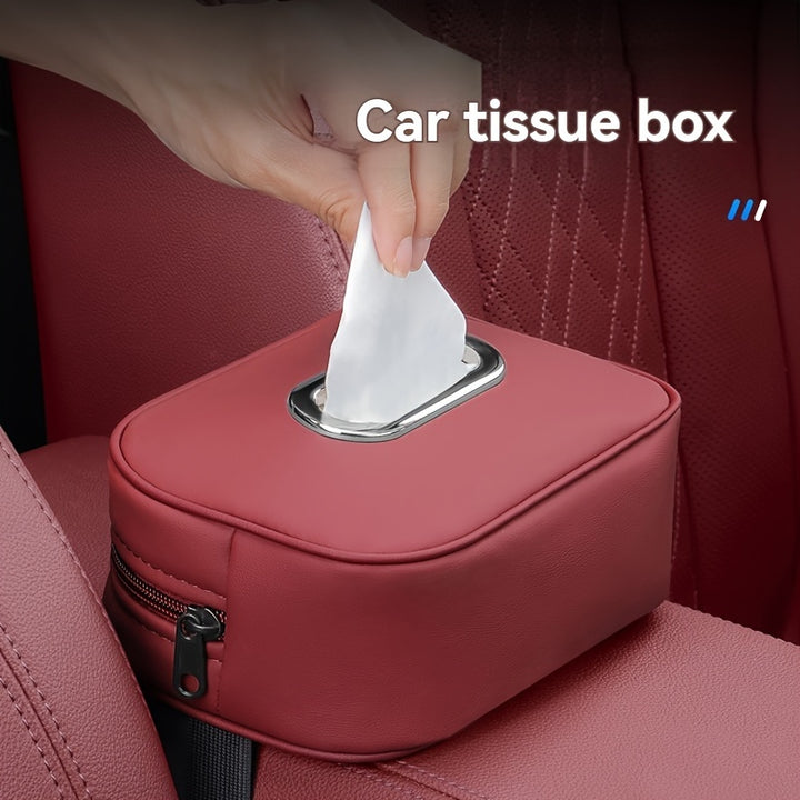 Fit Faux Leather Car Tissue Holder  MultiFunctional Storage Organizer for Sun Visor  Seat Back Armrest Box Compatible Sleek Interior Accessory