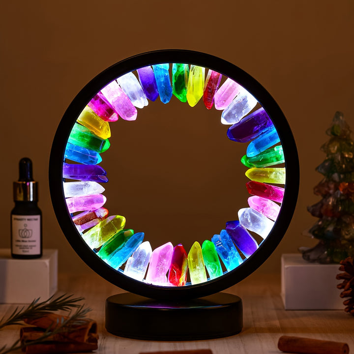 1PC Modern Crystal Desk Lamp Dimmable Metal Bedside Lamp with Multicolor Quartz Stones  USB Powered Night Light with Adjustable Lighting for Bedroom and Various Room Types Control with Switch Button