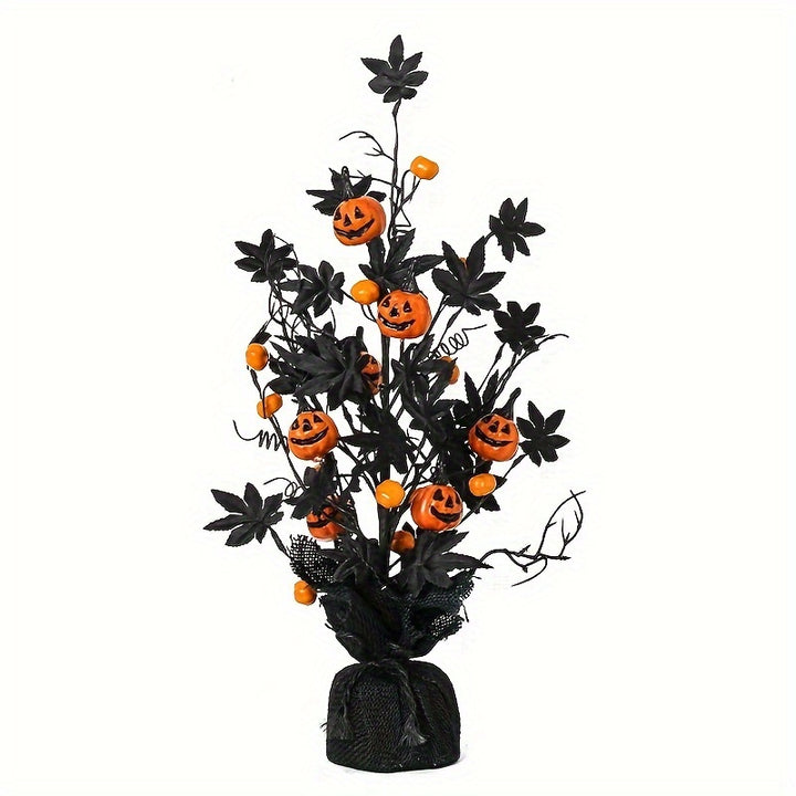 Festive Halloween Decor Spooky Pumpkin and Maple Leaf Tree  PSA9