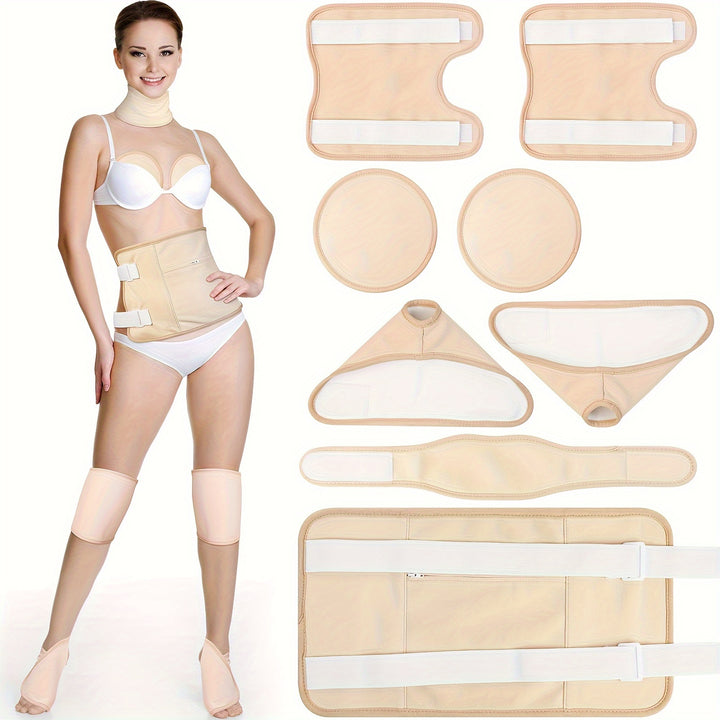 8Piece Castor Oil Wrap Kit  Reusable Adjustable For Neck Chest Waist Knees  Feet  Machine Washable Leakproof Castor Oil Pack Wrap Reusable Castor Oil Pack Wrap Reusable Complete Set