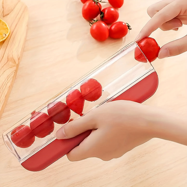 1pc Cherry Tomato Slicer Grape Slicer MultiFunctional Grape Cutter Small Fruit Cutter Grape Kitchen Accessories Cake Decoration Tool Fruit Slicer Kitchen ToolsOKUR