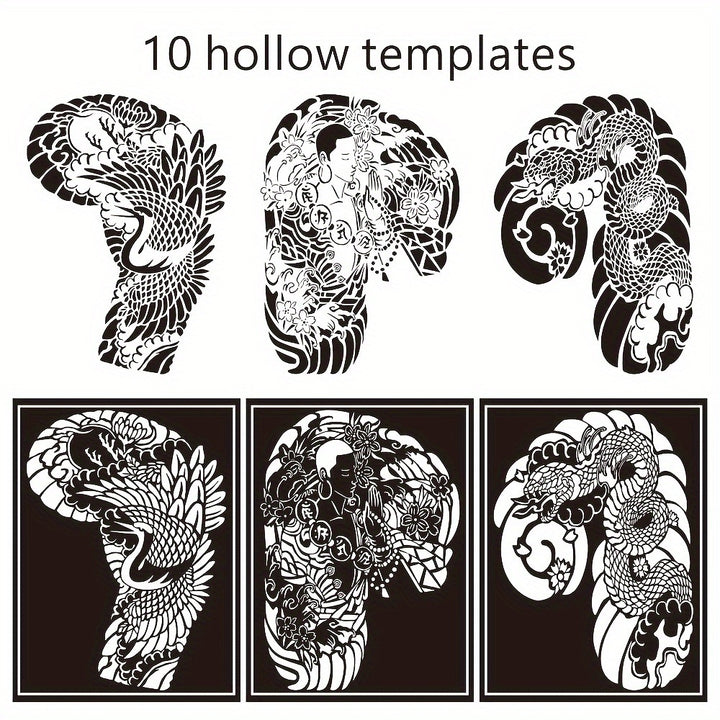 10 Half armed Koi Inkjet Tattoo Hollow Templates Flower Arm And Chest Flower Back Shoulder Tattoo DIY Hollow Template Multi purpose Inkjet2PE5