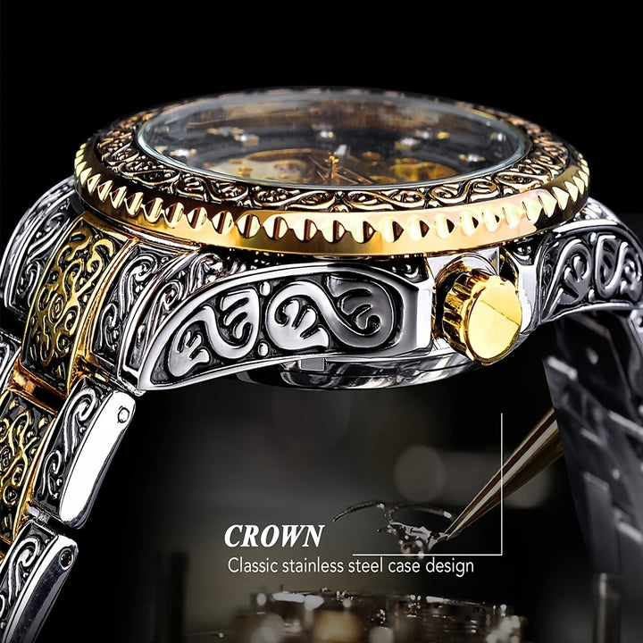 Golden Carved Mechanical Watch  K1TY