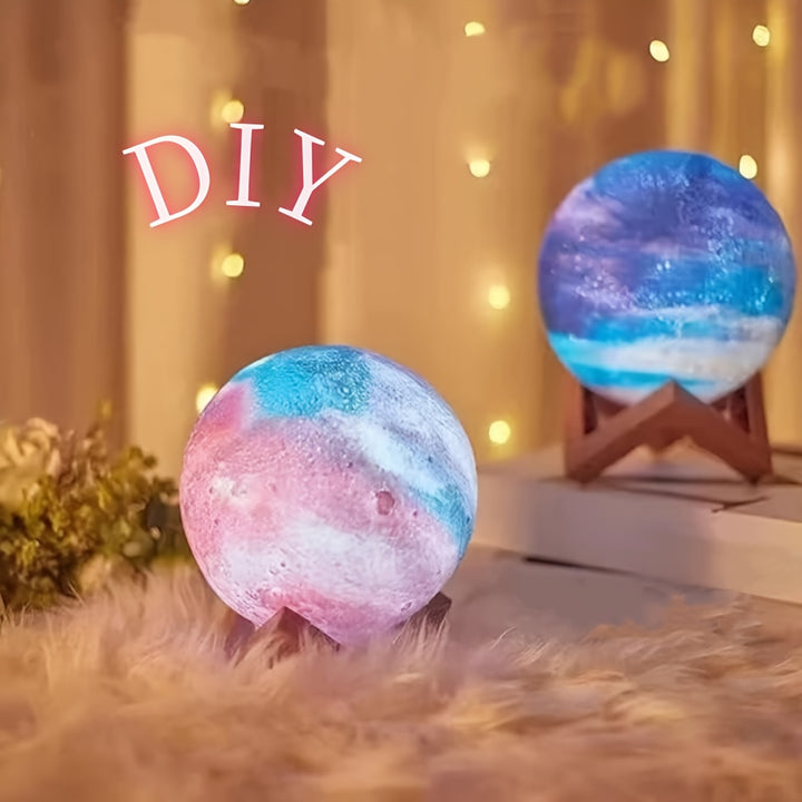 DIY 3D Moon Night Light Kit  128 Colors USB Rechargeable Touch  Remote ControlUGBS