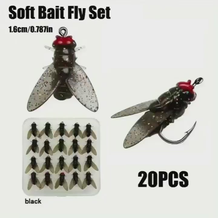 20PCS Mixed Color Trout Fishing Lures Set Soft Bait Fly Assortment with Sharp Barb Hooks Carbon Steel Dry Flies for Bass  Silicone Swimbaits for Freshwater Saltwater Ideal for Valentines Thanksgiving Christmas Halloween New Year