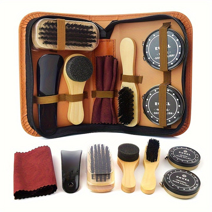 Premium Faux Shoe Care Kit  Includes Polish Brush  Cleaner for Boots Jewelry  Watches