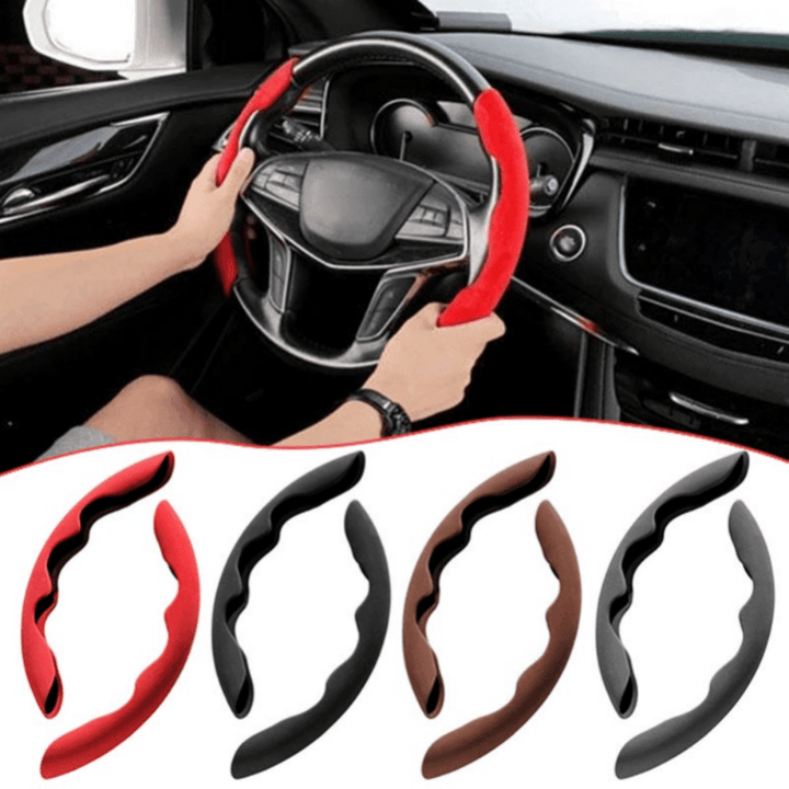 1pair Car Wheel Cover Winter Suede AntiSkid Steering Wheel Cover Steering Accessories For Car Four Seasons Universal Decorative