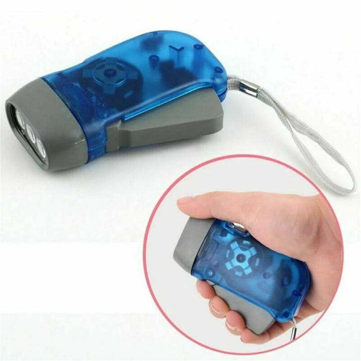 1pc Portable Hand Crank Flashlight with 3 LED Lights for Camping and Outdoor Lighting83F4