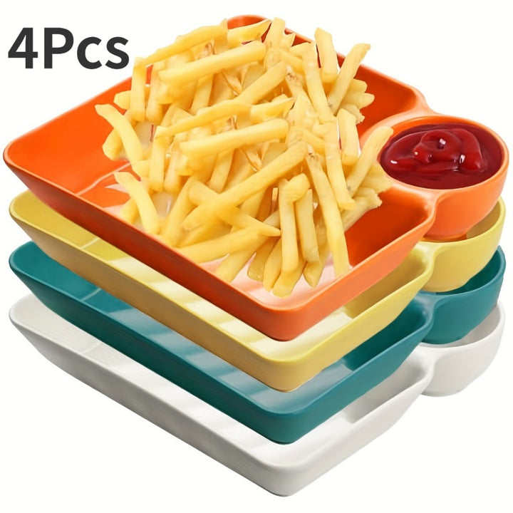 4pcs Plastic Serving Platter Set Potato Chip Plate Sturdy Snack Plate Sushi Plate 1854cm X 1676cm Serving Dishes For Restaurant Eid AlAdha Mubarak