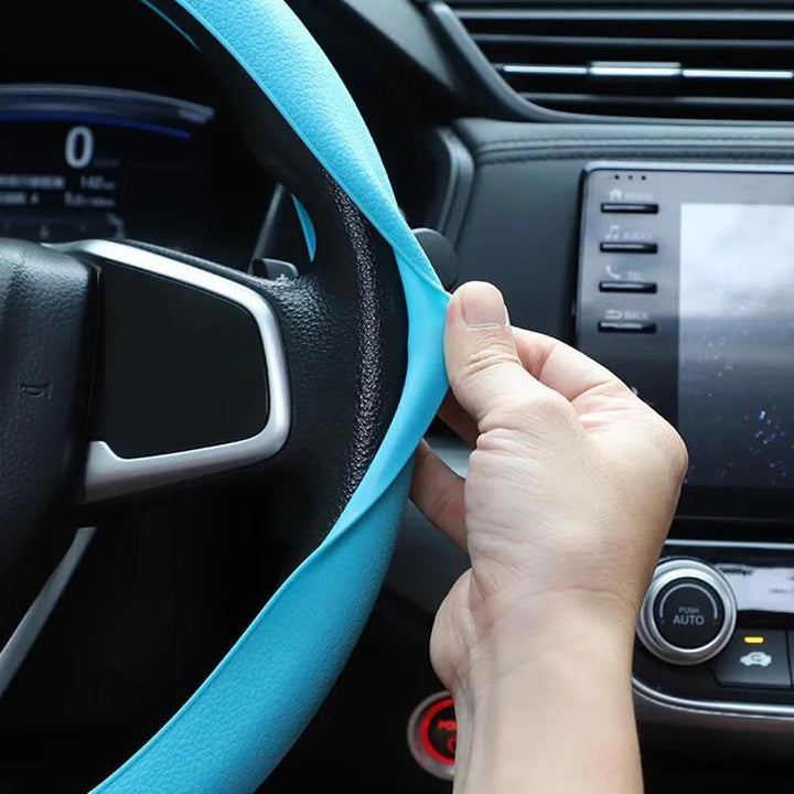 Car Universal Silicone Steering Wheel Elastic Glove Cover Texture Soft Multicolor Auto Decoration DIY Covers Accessories