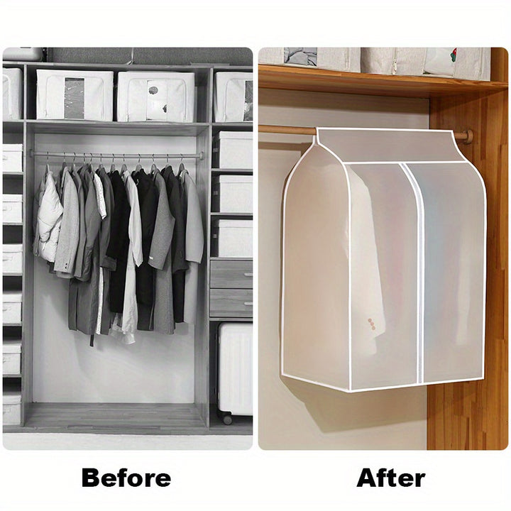 1pc Plastic Garment Rack With Cover Dustproof Wardrobe Hanging Rack Translucent Suit Cover MI3Q