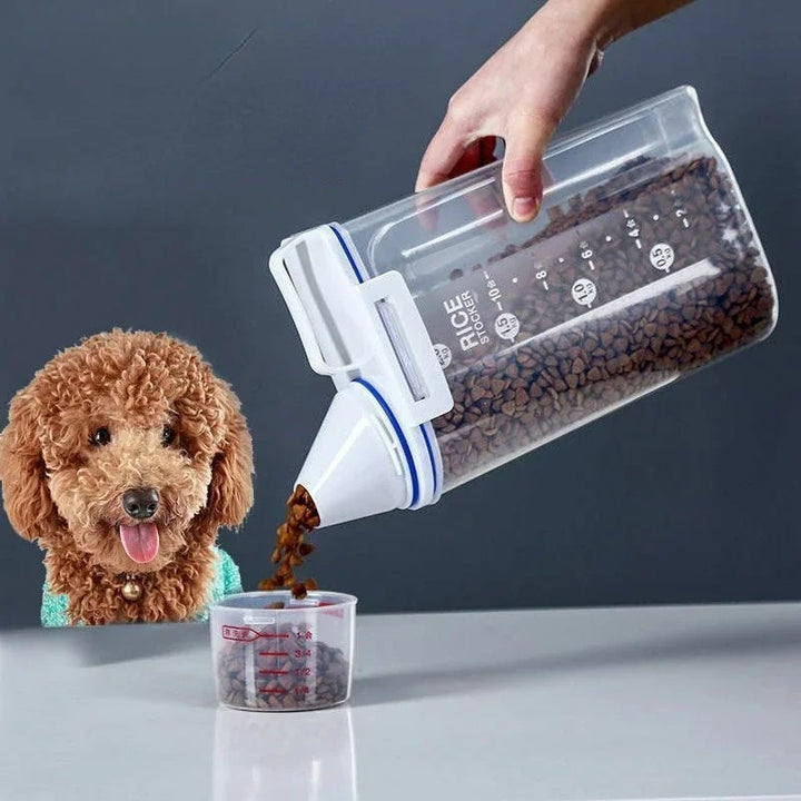 15kg2kg Sealed Pet Food Storage Container Airtight Plastic Dog Food Storage Bucket With Measuring Cup And Handle Design5I7C