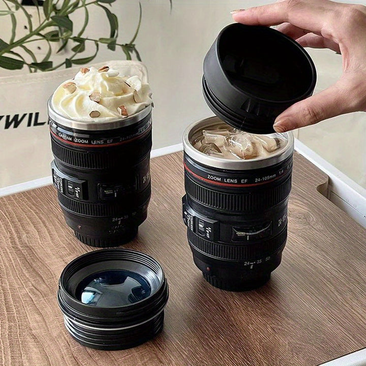 1pc Creative Camera Len Shaped Coffee Mug Portable Small Water Cup Outdoor Camping Hiking Picnic Supplies
