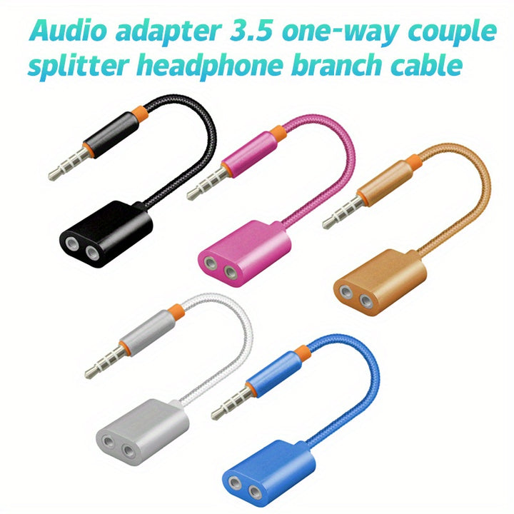 HighQuality Audio Splitter Adapter Jack 35mm 1 to 2 Dual Aux Cable with Earphone Splitter