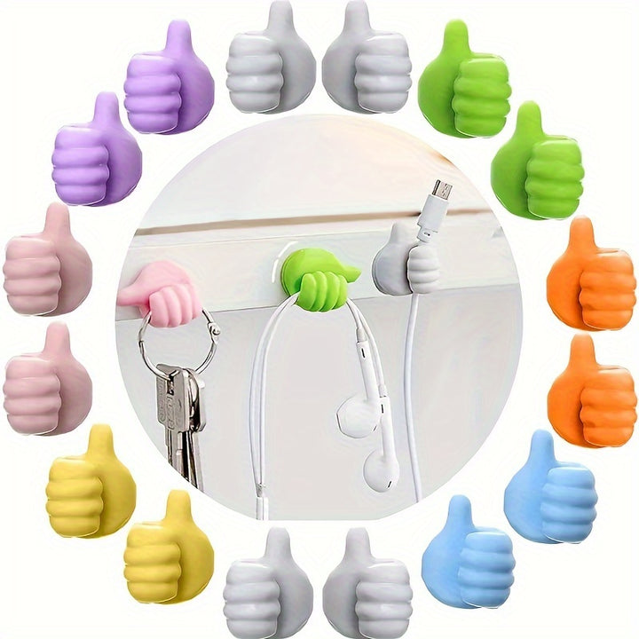 20pcs Value Pack Multifunctional Thumb Wall Hooks Creative Adhesive Thumb Cable Clip Key Hook Wall Hook For Storing Data Cables Earphone Cables And Keys