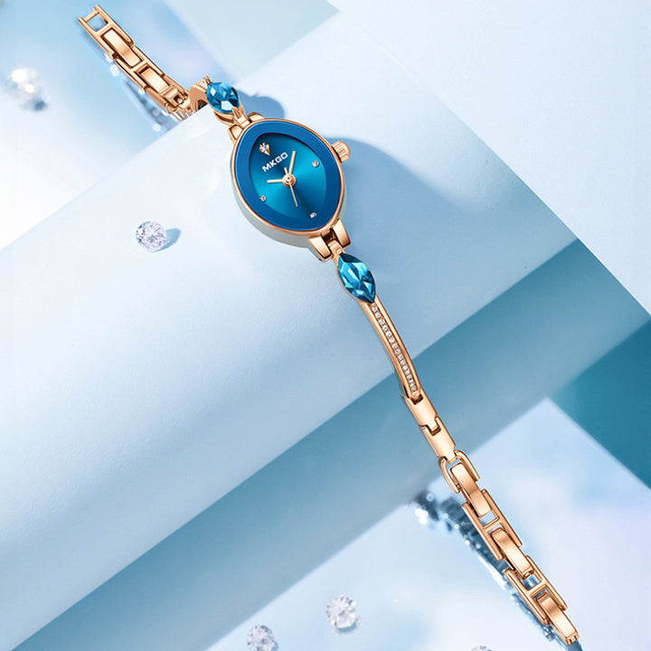 Luxury Blue Crystal Quartz Bracelet Watch  GJX7