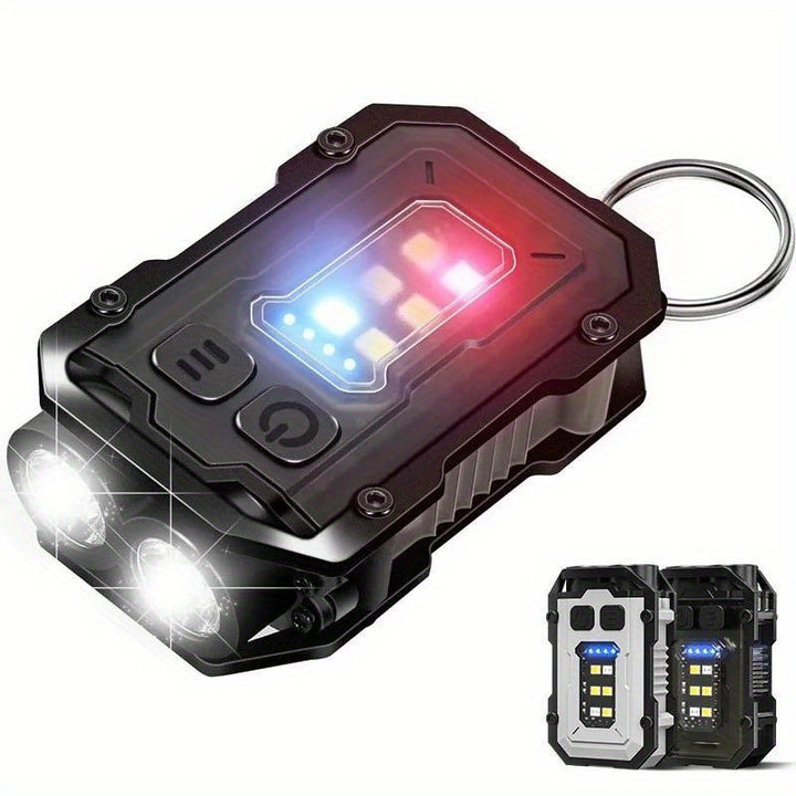 Portable Mini Keychain Light LED High Bright Flashlight Dual Light Source Outdoor Camping Fishing Multifunction Tool Torch Lamp