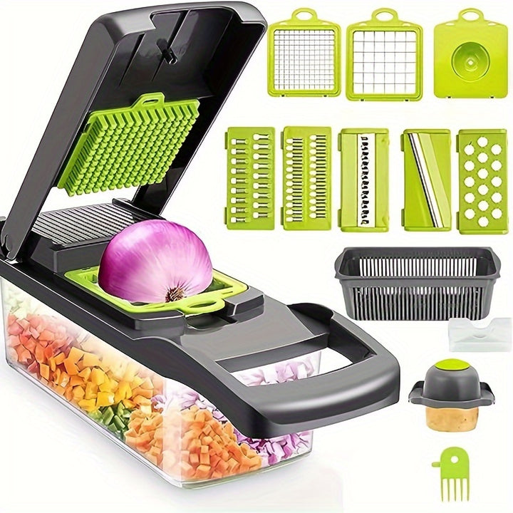 Vegetable Chopper 16in1 With 8 Blades Container Peeler And Filter  SKS1