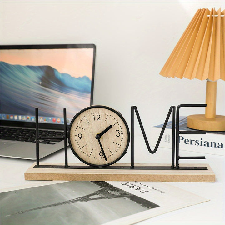 Silent HOMELOVE Desk Clock  Creative Metal Decor BatteryPowered  8kx15