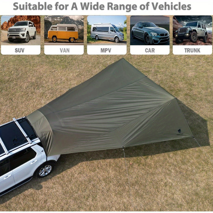 Geertop 10Person Alloy Bracket Car Tail Awning AllSeason Solid Color Sun Shelter with Normal Waterproof Polyester Material Hook and Loop Closure System for Spring Fall Summer Winter