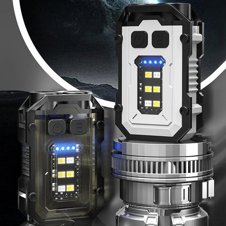 Portable Mini Keychain Light LED High Bright Flashlight Dual Light Source Outdoor Camping Fishing Multifunction Tool Torch Lamp