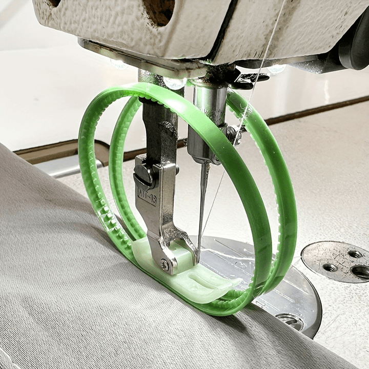 1pc Mt18 Industrial Sewing Machine Presser Foot  Double Roller For Leather  Fabric Coating Laminating Thin Fabric Handling  Green