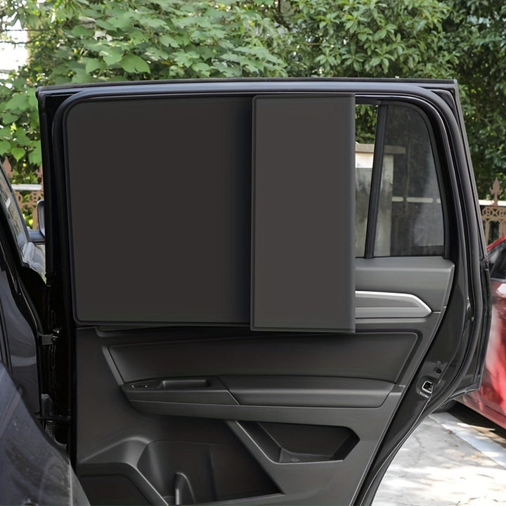 4Piece Magnetic Car Window Sunshade Set  Black Shading  Privacy Curtains For Side Windows  HeatInsulating  Made of Polyester Fiber