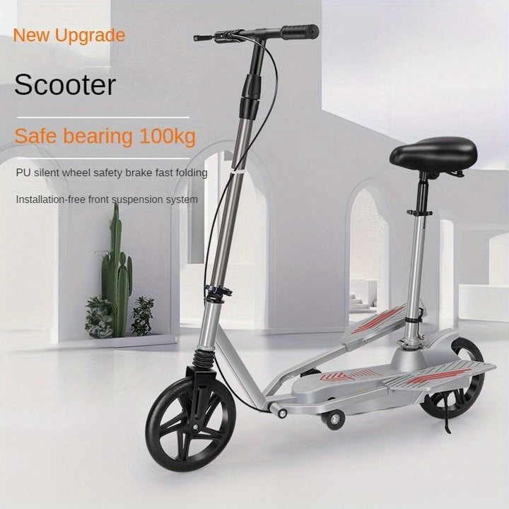 Foldable DualWheel Scooter  Carbon Steel Aluminum Alloy Perfect For Work  Play Ages 14