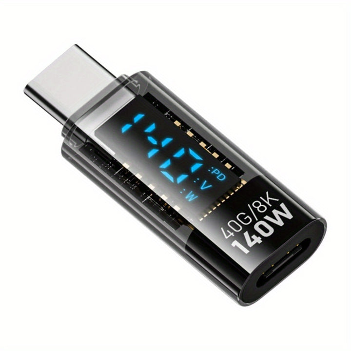 Transparent Adapter Max 140W LED Display USB C Adapter Type C to USB C Connector Digital Display Data Adapter For Macbook For Samsung and Laptop