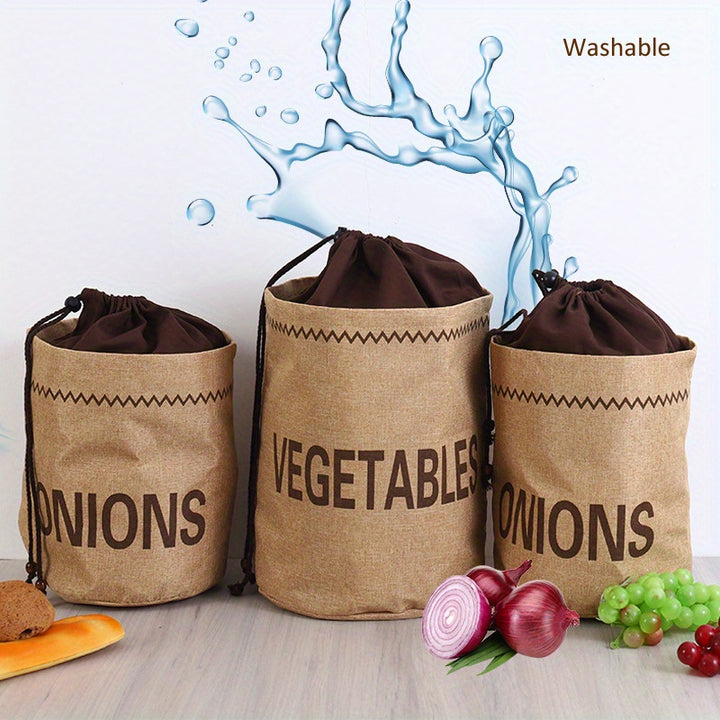 Versatile Jute Burlap Drawstring Sack for Vegetables Bread  Durable Brown Rectangular Storage Organizer in Assorted Dimensions