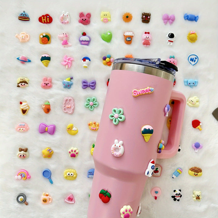 1020pcs Adorable 3D Cartoon Rubber Stickers  Perfect for DIY Decor on Water Bottles Phone Cases  More  Ideal for Women and Girls